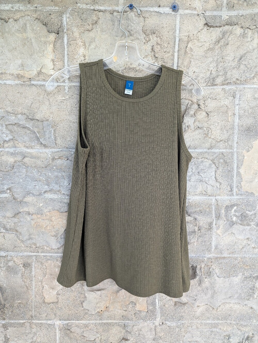 Old Navy Olive Ribbed Tank Top Flowy Stretchy Fabric Women's Small N